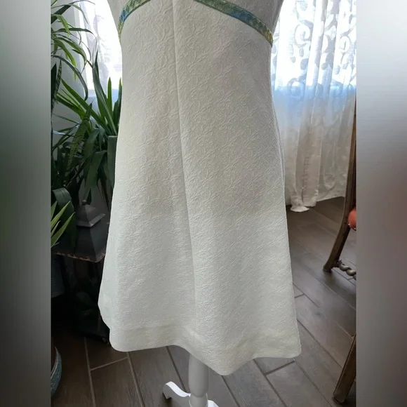 S/M Vintage 60s mod midi dress with green blue detail handmade Gogo dress - Picture 3 of 9